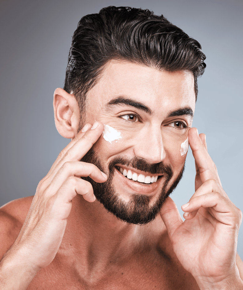 Man using face cream